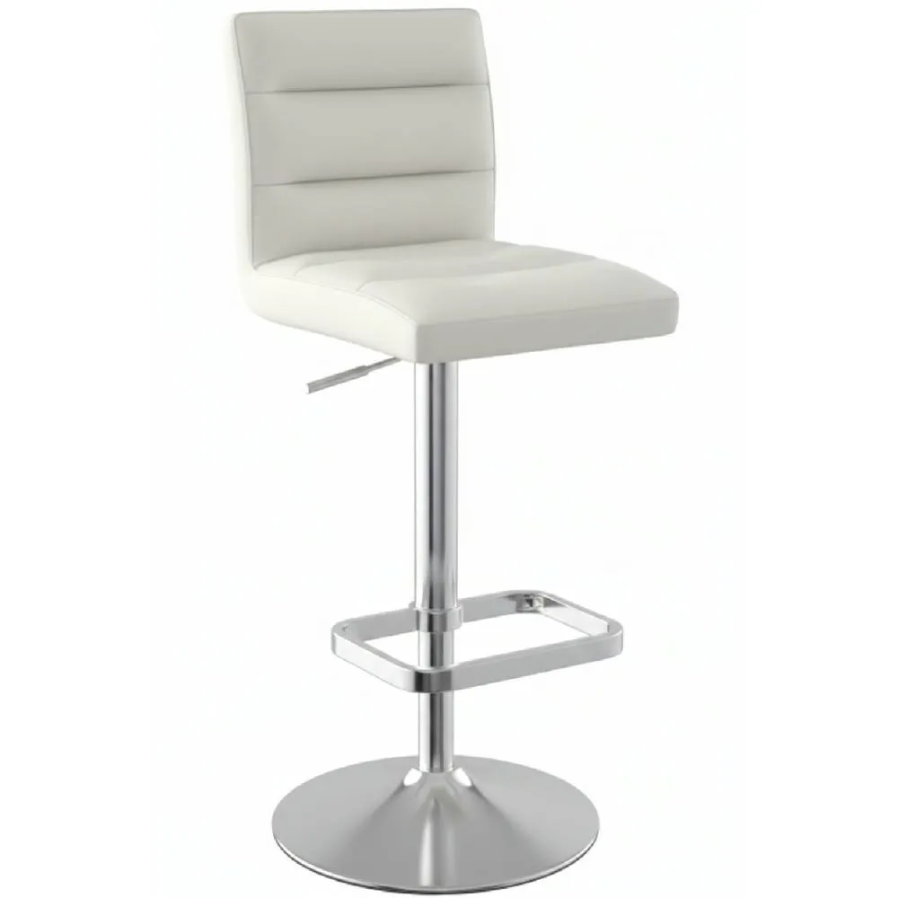 netfurniture Swank Brushed Steel Bar Stool With Faux Leather Padded Seat White