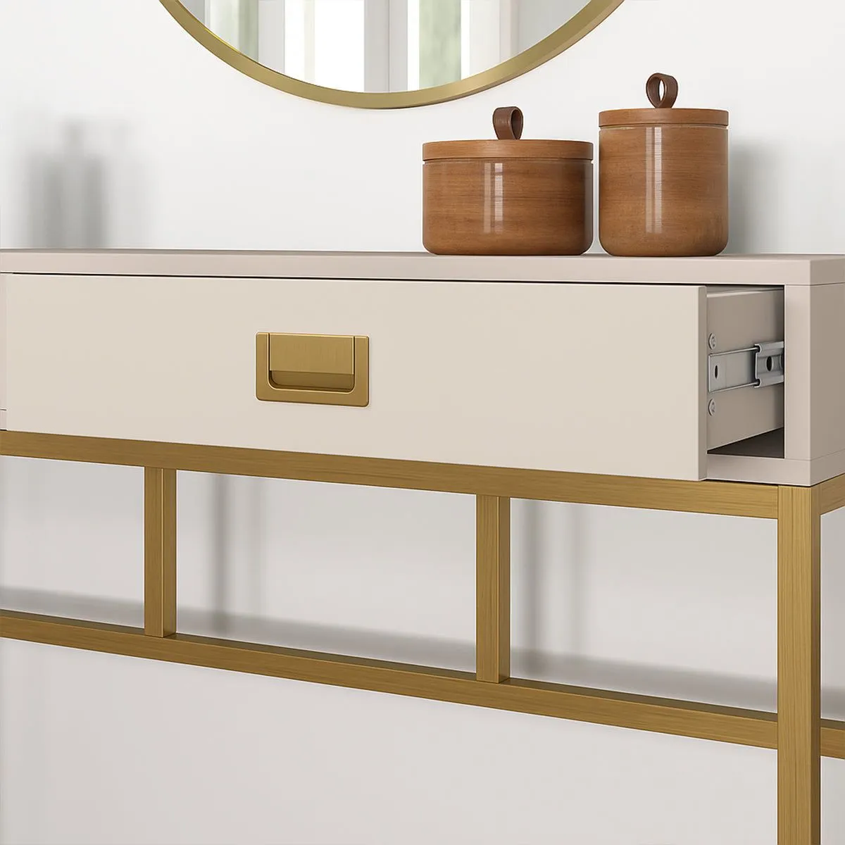 Melody Maison Two Drawer Console / Dressing Table - Elle Stone Range in Beige 4