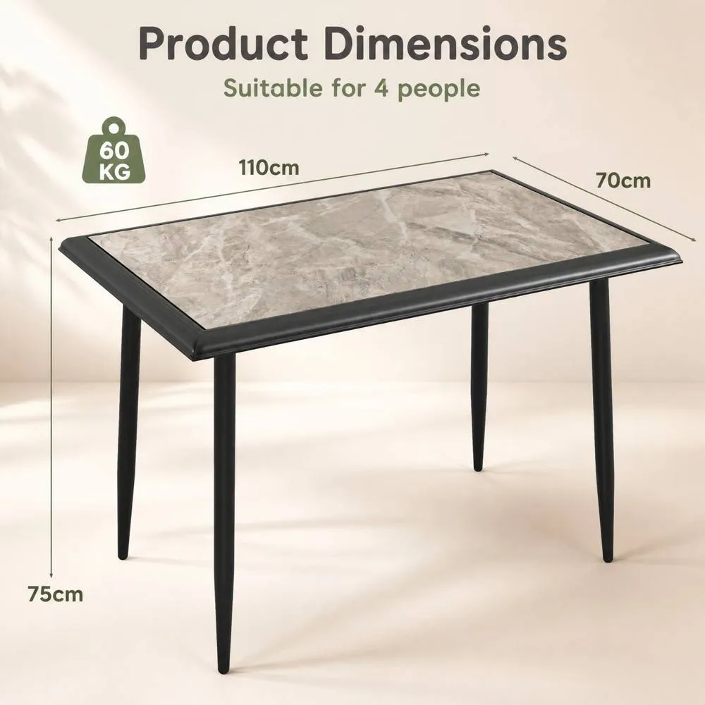 Costway Sintered Stone Dining Table 44" Rectangular Kitchen Table-Grey in Grey 2