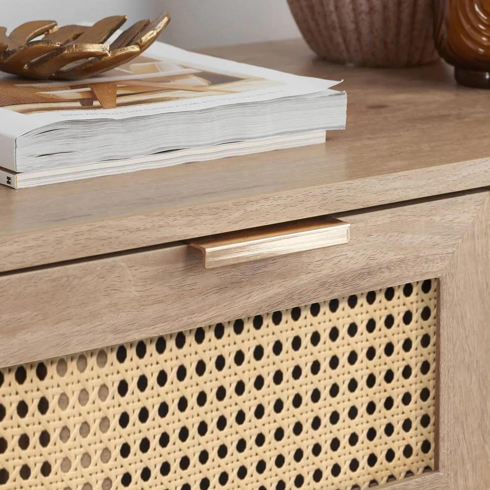 Birlea Rattan Chest of 5 Drawers Sark Brown Oak Mid Century Modern in Beige 4