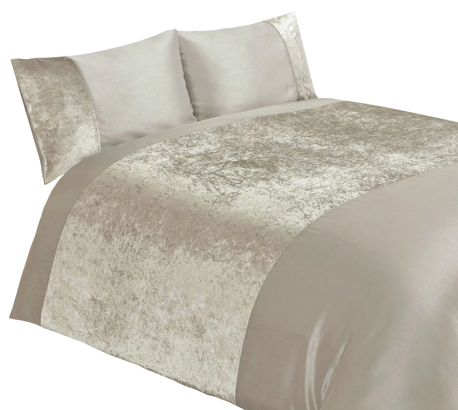 Rapport Home Velvet Plain Polyester Duvet Cover Set with Pillowcase in Natural 2
