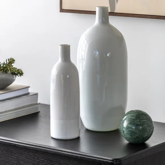 Crossland Grove Bayonne Glass Bottle Vase White 275Mm, White 2
