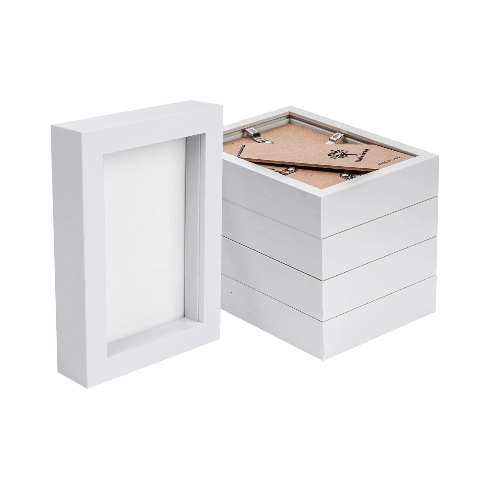 Nicola Spring 3D Box Photo Frames - 4" x 6" - White - Pack of 5
