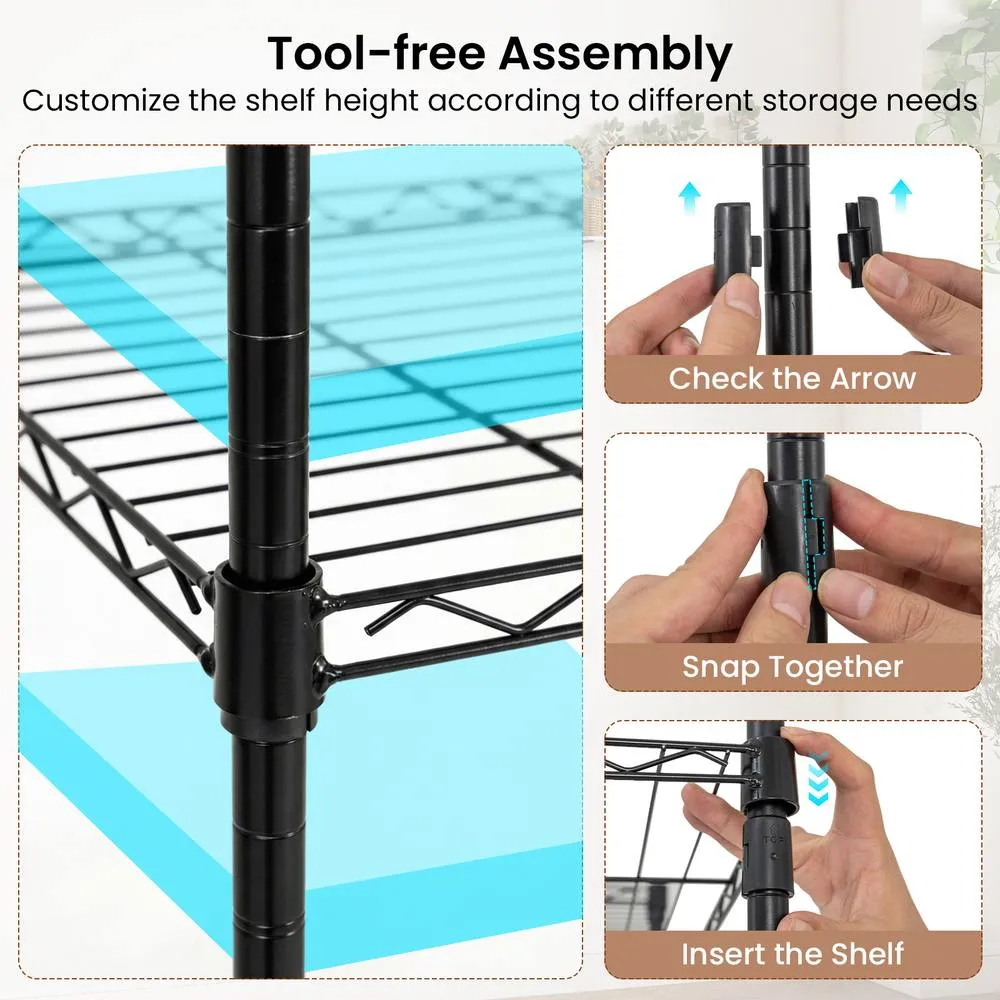 Costway Portable Wardrobe Convertible Clothes Organizer with L-shape in Black 3