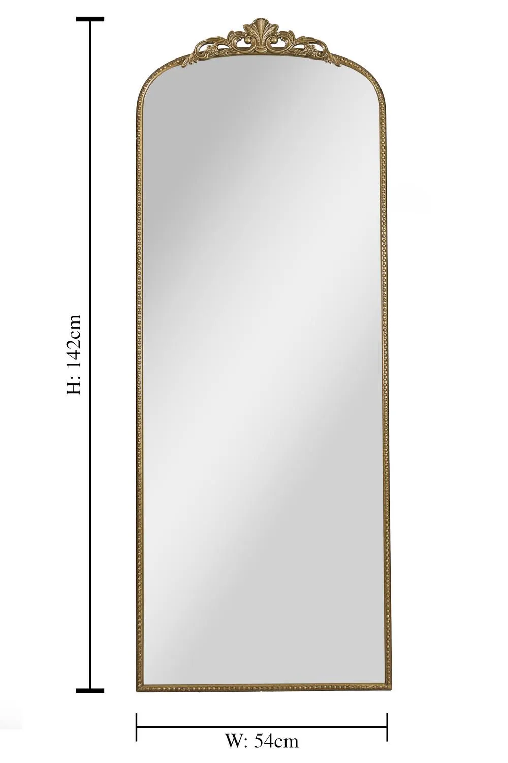 Dibor Tall Bronze Effect Floral Crest Wall Mirror, 142cm x 54cm in Gold 2