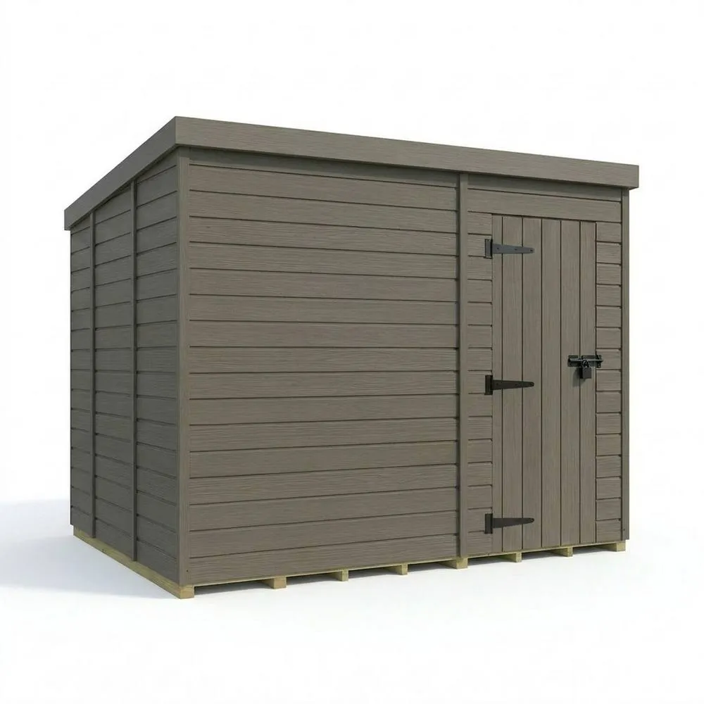 Buttercup Farm 10ft x 9ft Composite Pent Garden Shed Single Door No Windows - Grey
