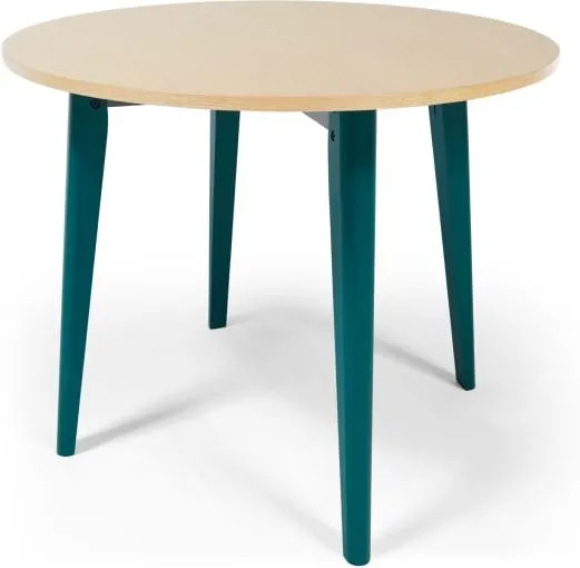 MADE Essentials Hurst Tresle Round Dining Table, Oak and Teal 