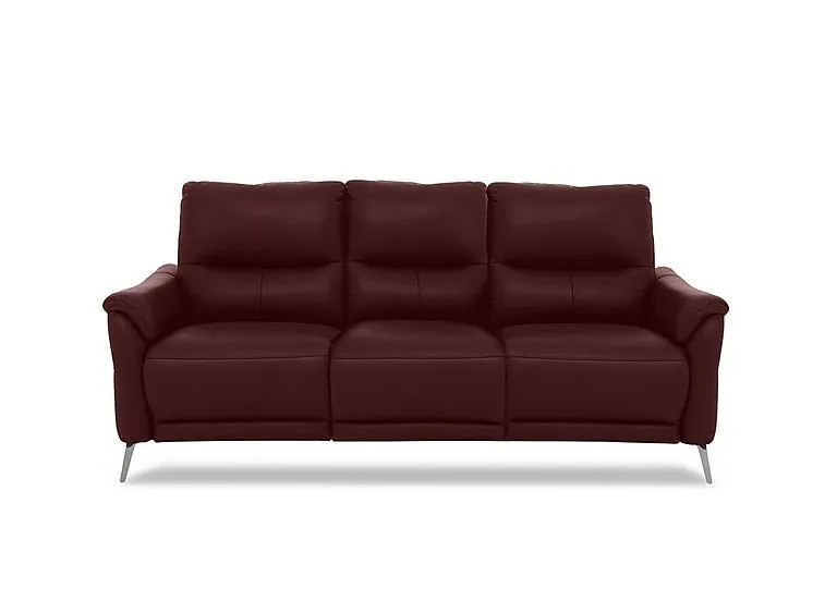 Daytona 3 Seater Leather Power Recliner Sofa with Drop Down - Ruby