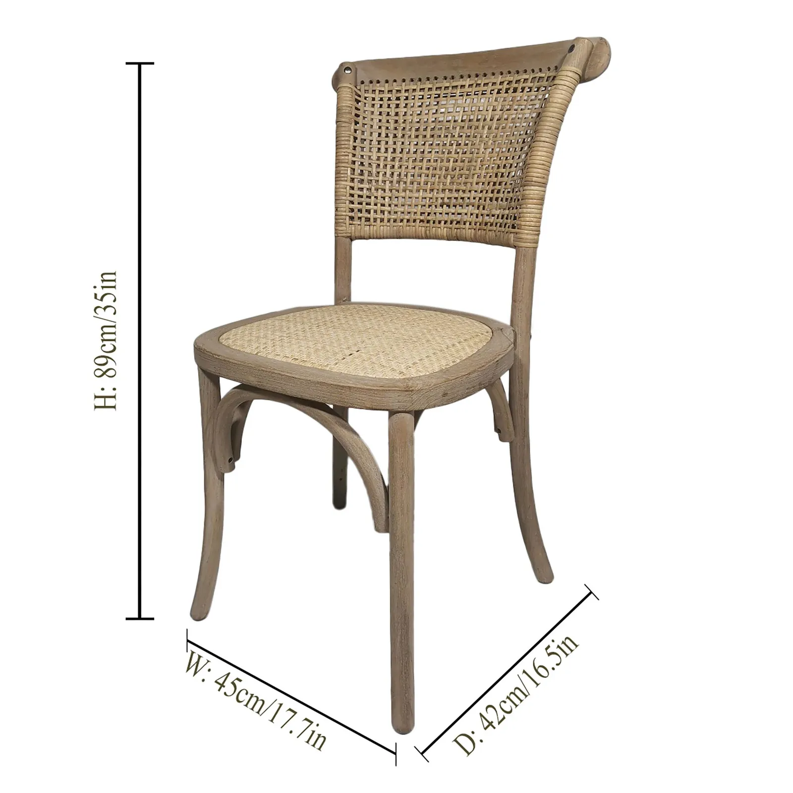 Dibor Set of 4 Rustic Vintage Provence Wicker Home Furniture Rattan Dining Chairs in Natural 2