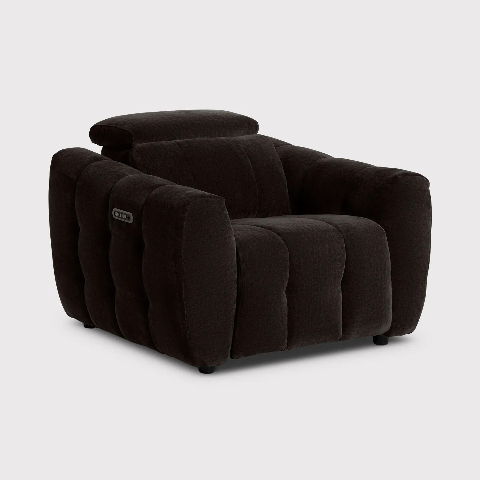 Montgomery Power Recliner Chair & Headrest, Brown Fabric | Barker & Stonehouse 1