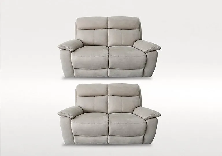 Echo Set of Two 2 Seater Fabric Power Recliner Sofas - Silver