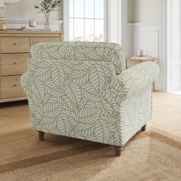 Flori Woven Leaf Fabric Armchair 3