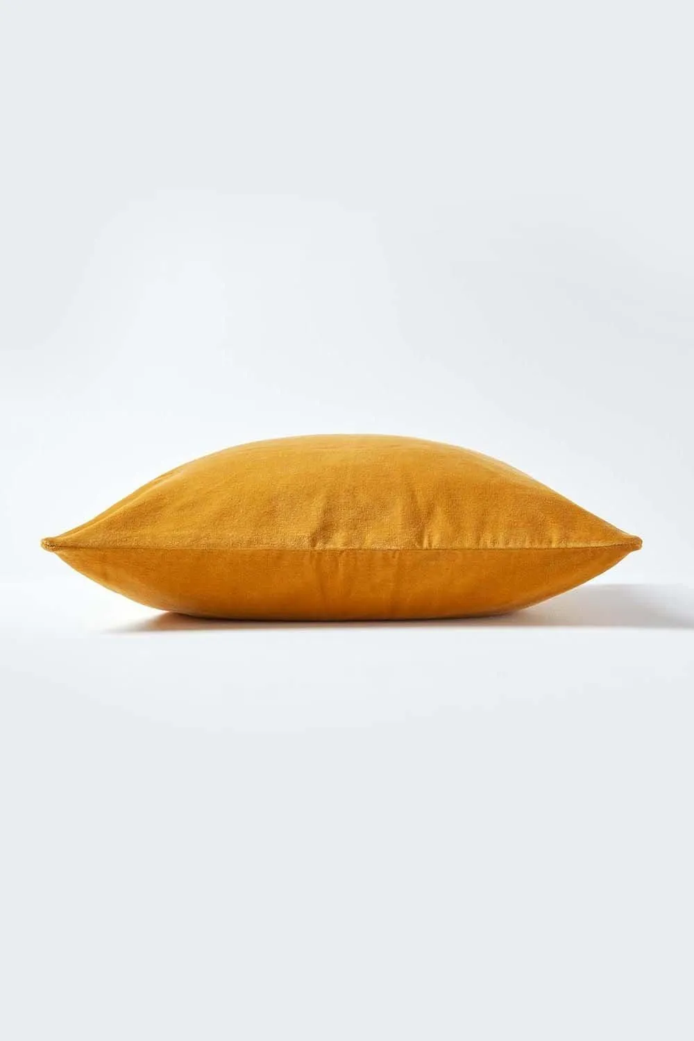 Homescapes Velvet Cushion Cover 100% Cotton, Soft & Machine Washable in Mustard 2