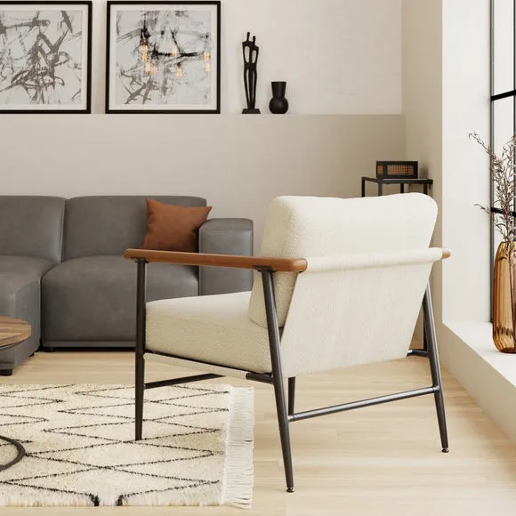 Arbour Boucle Industrial Metal Arm Accent Chair 2