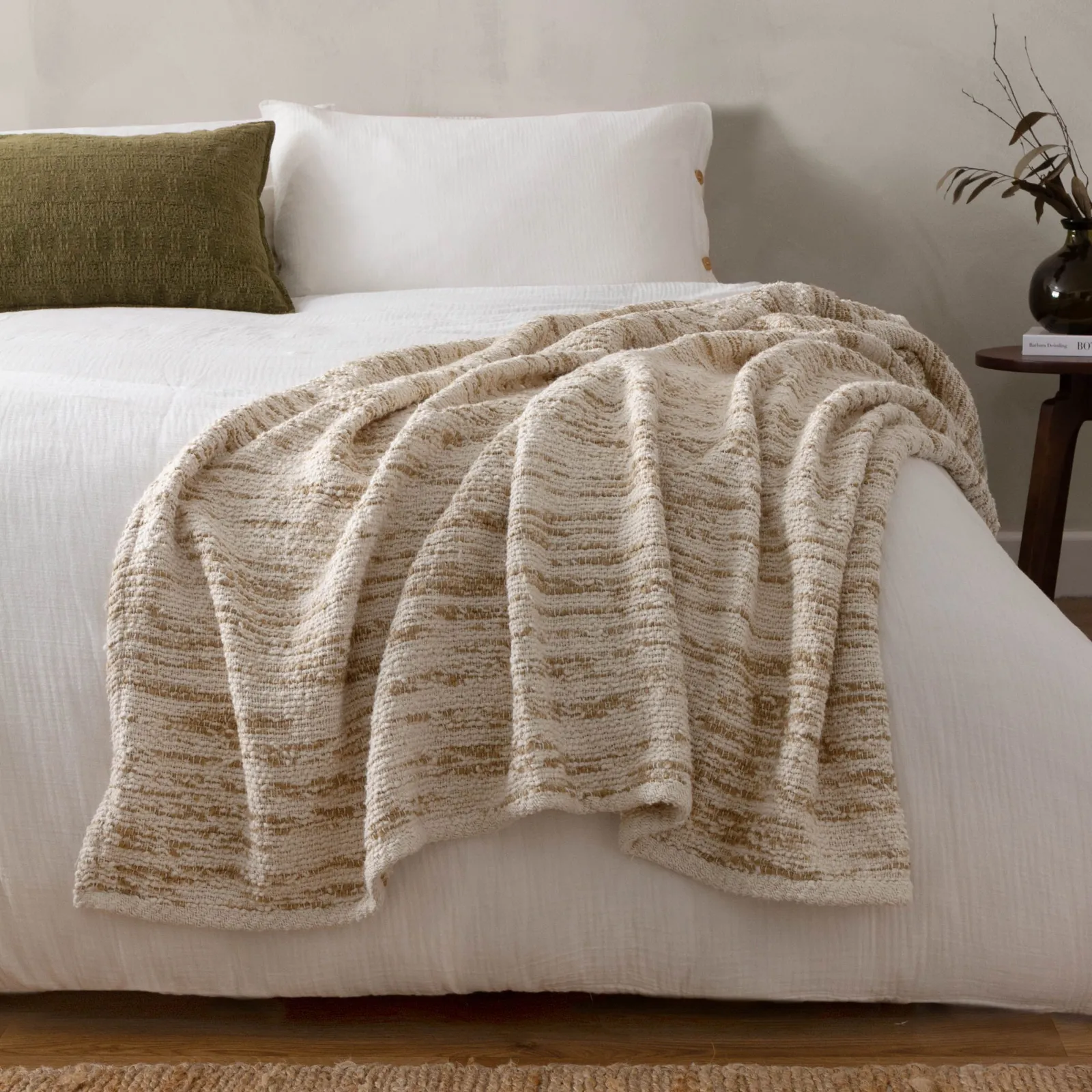 Yard Heath Cotton Blend Tassel Throw in Natural
