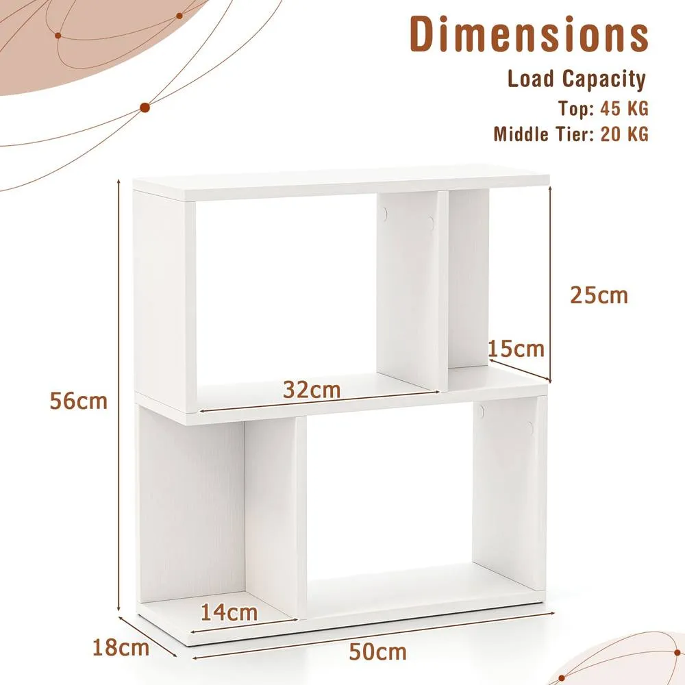Costway 3-Tier Bookshelf Display Shelf for Small Space Freestanding Side Table White 2