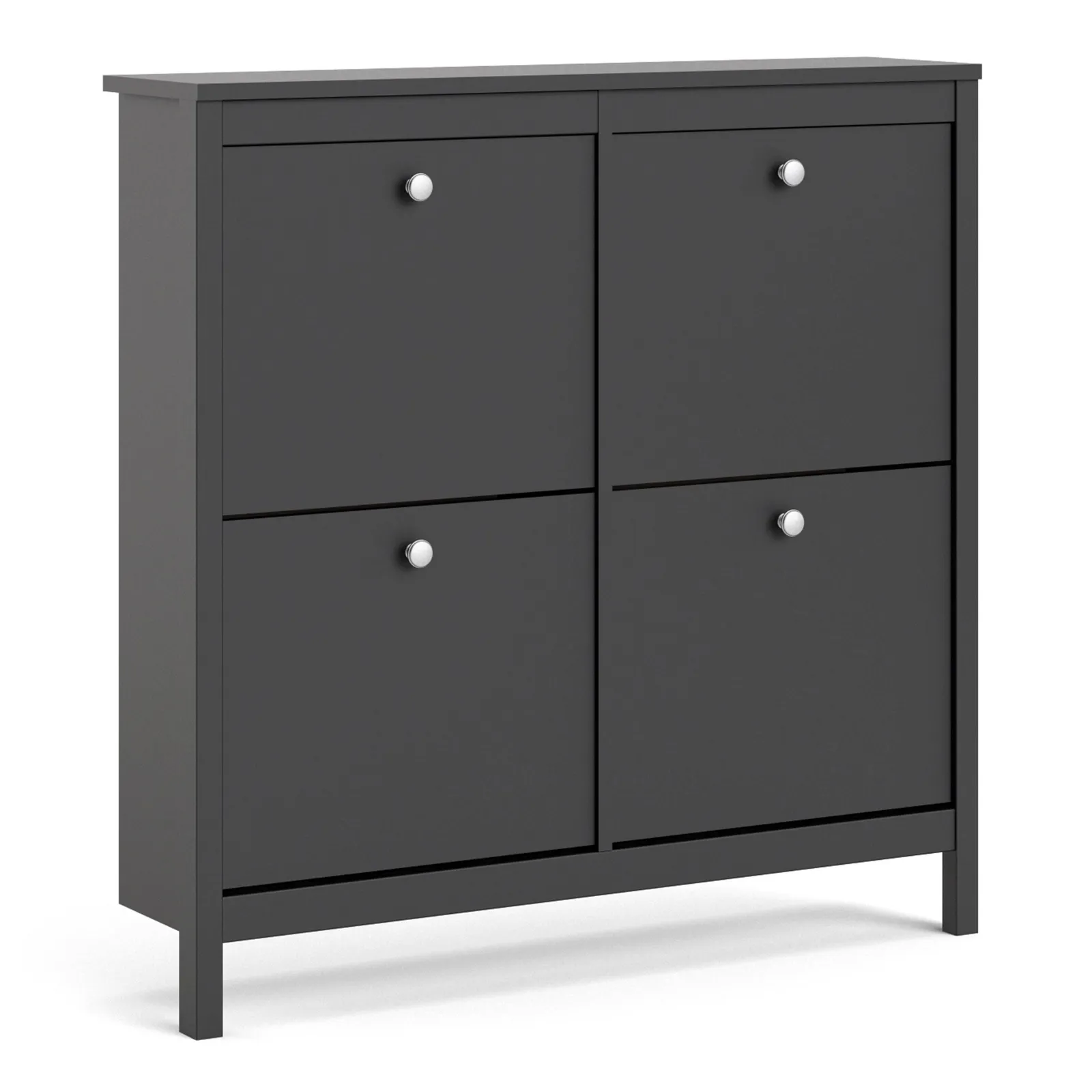 Furniture To Go Madrid Shoe Cabinet 4 Flip Down Doors in Black