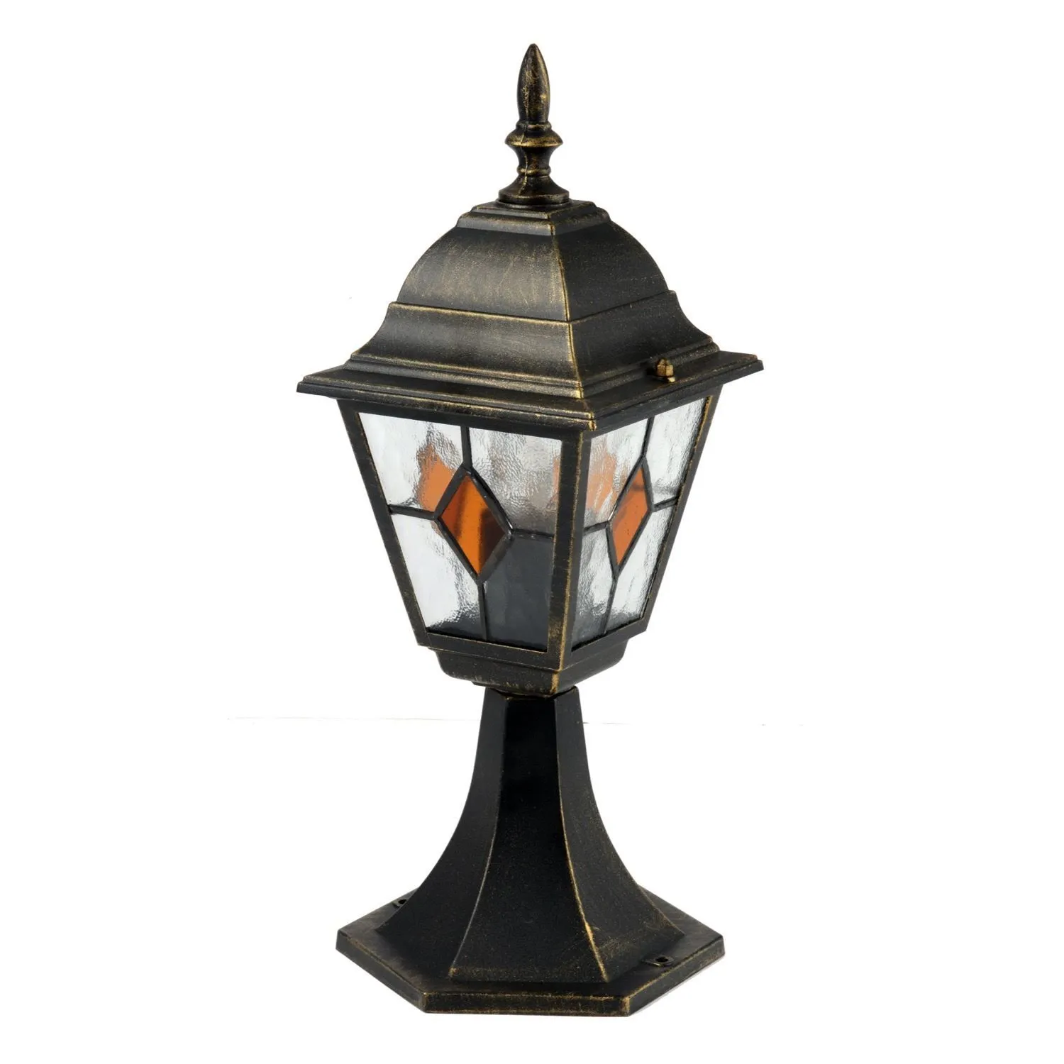 First Choice Lighting Morecambe - Black with Brushed Gold IP44 Post Light