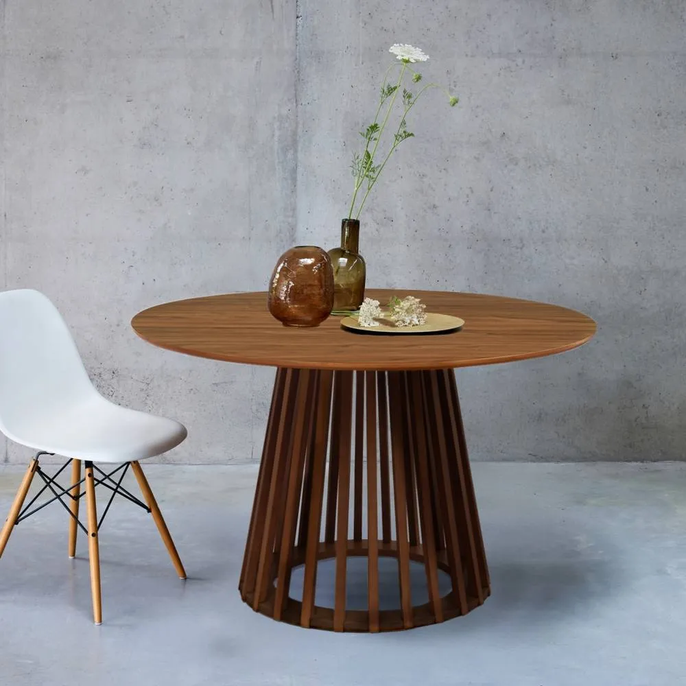sweeek 4-seater wooden-effect dining table with spruce legs in Dark Brown 1