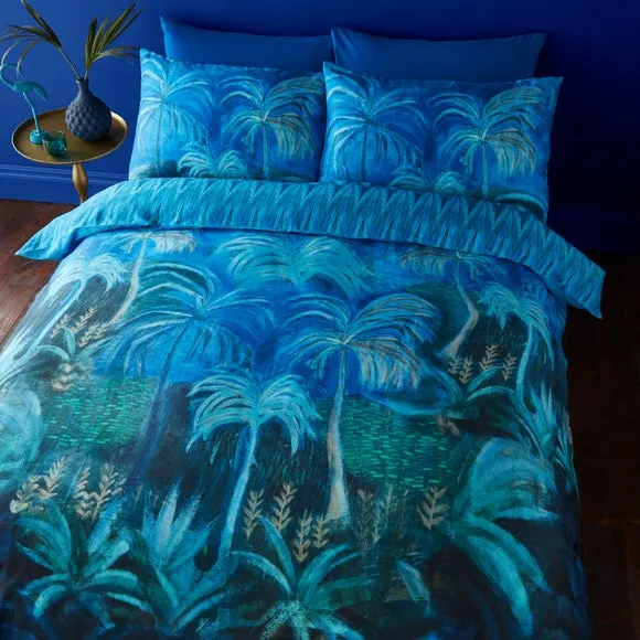 Matthew Williamson Midnight Palms 100% Cotton Reversible Duvet Cover & Pillowcase Set 6
