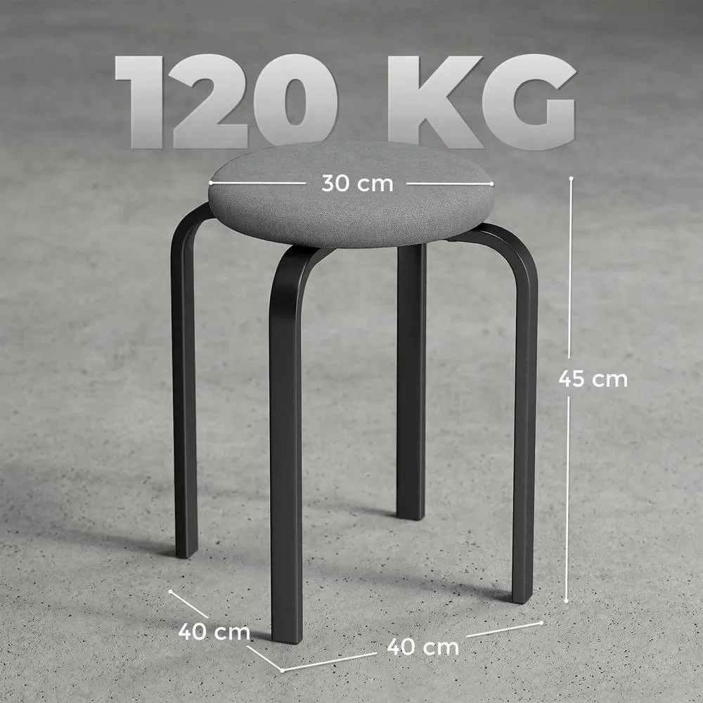 HOMCOM Stackable Stools Modern Cushioned Set of 4 Dark Grey 3