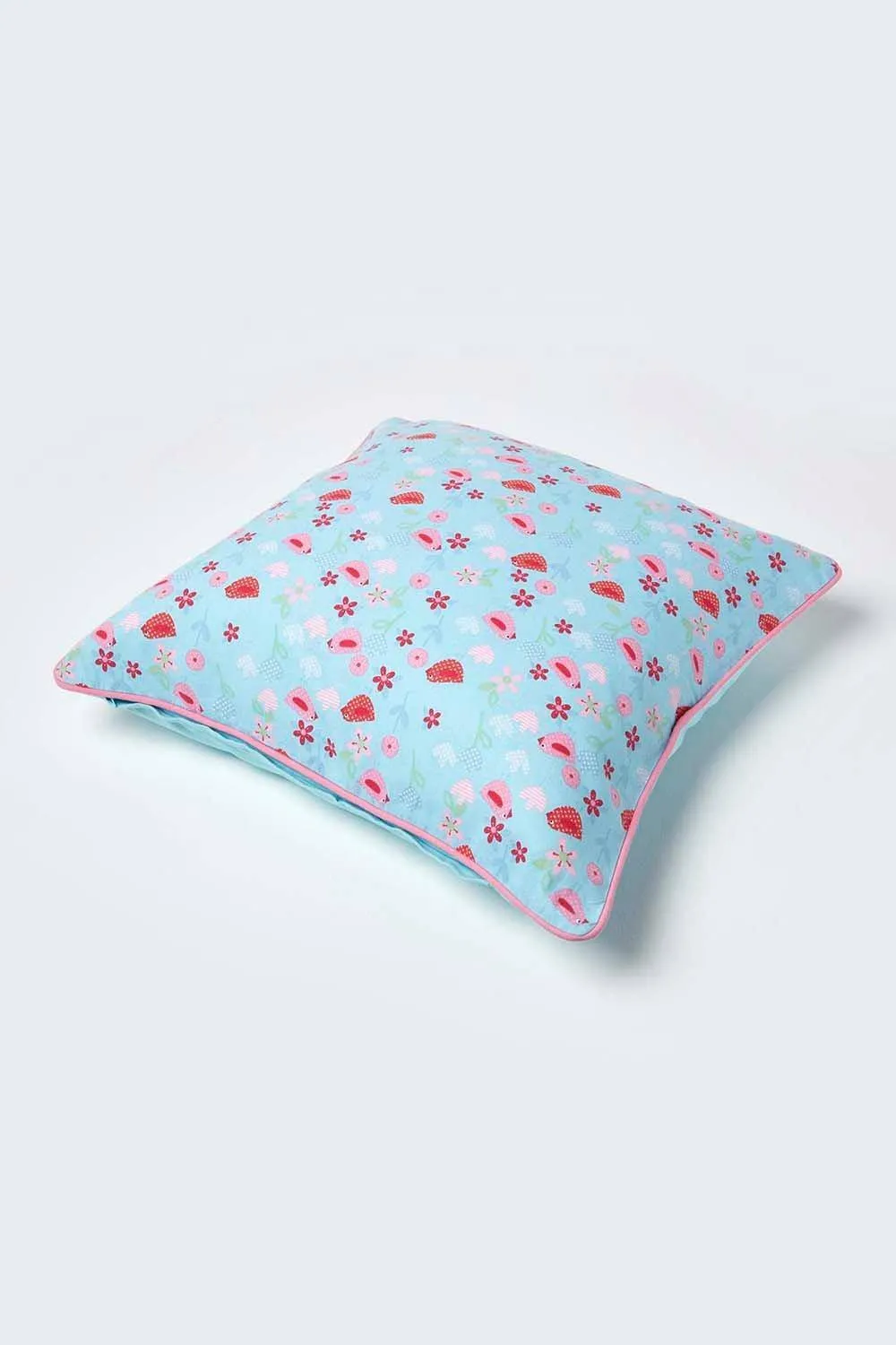 Homescapes Cotton Birds & Flower Cushion Cover in Blue 4