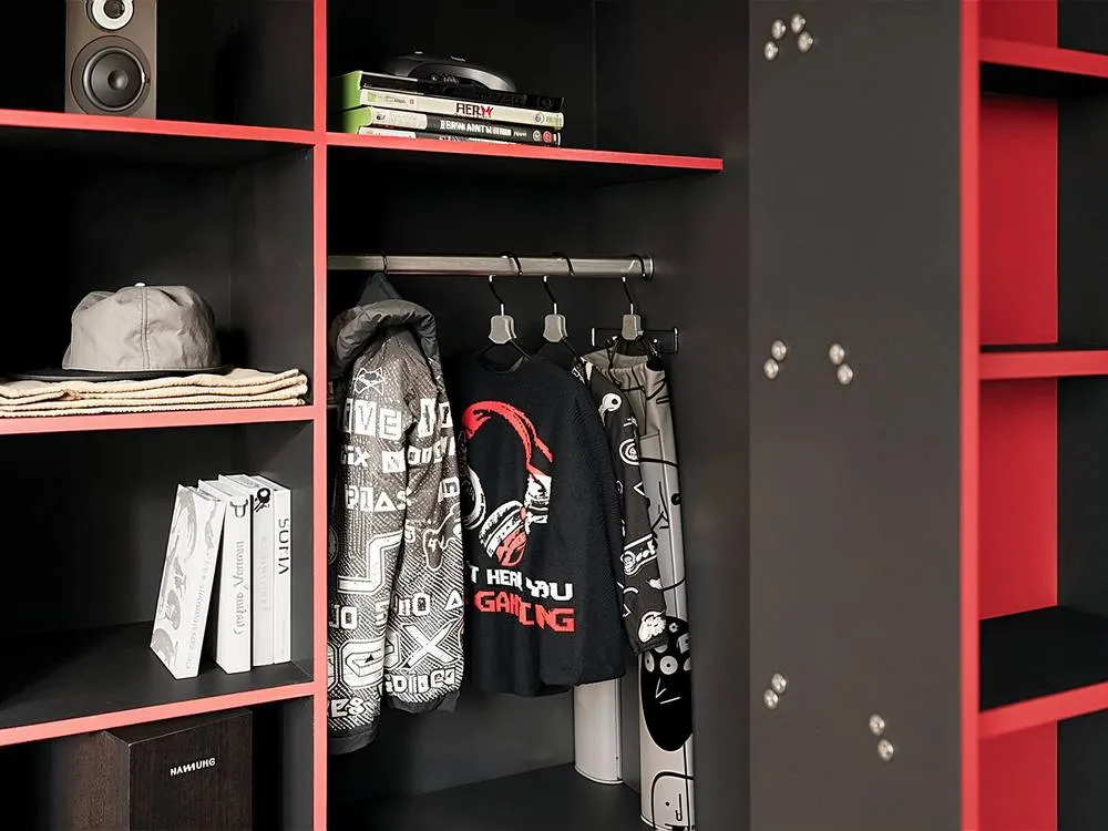 Flair Summit Gaming High Sleeper with Wardrobe Black 4