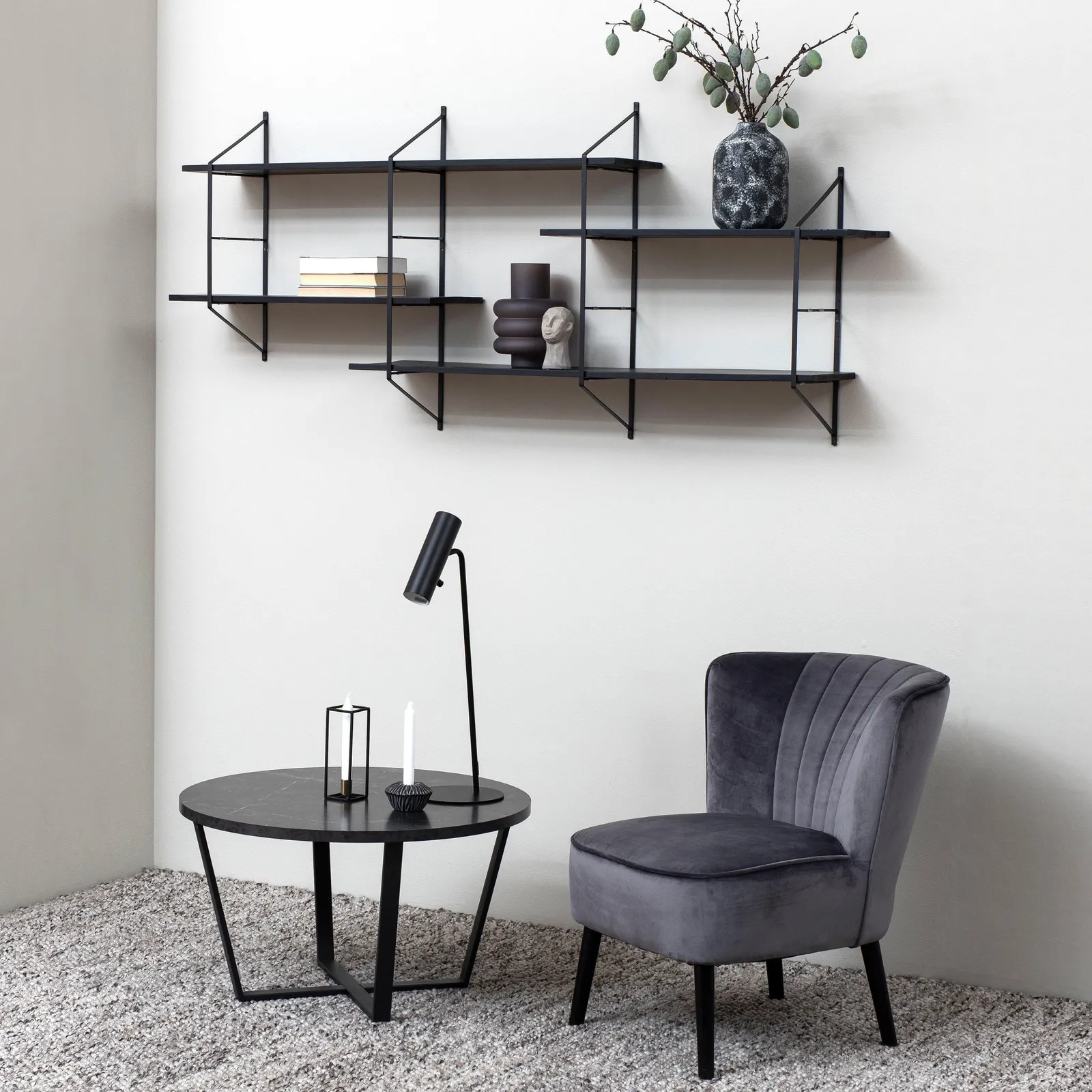 Furniture To Go Amble Round Coffee Table with Black Marble Effect Top 4