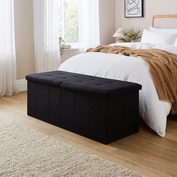 Faux Linen Bed Ottoman 1