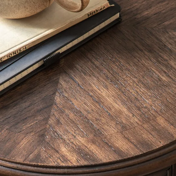 Matola Dark Wood Drum Side Table 2