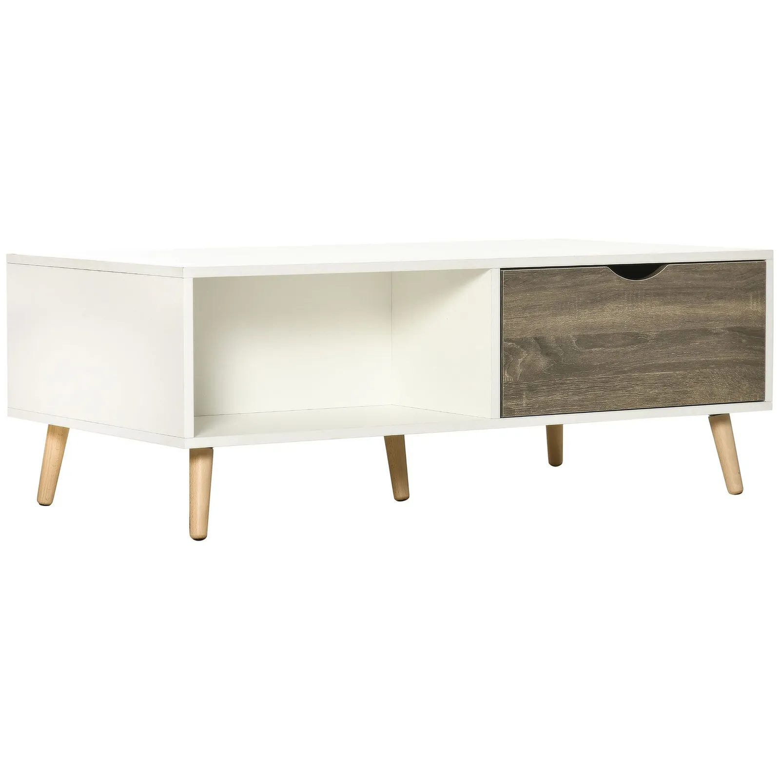 HOMCOM Modern Coffee Tables for Living Room w/ Storage Shelves, White 2