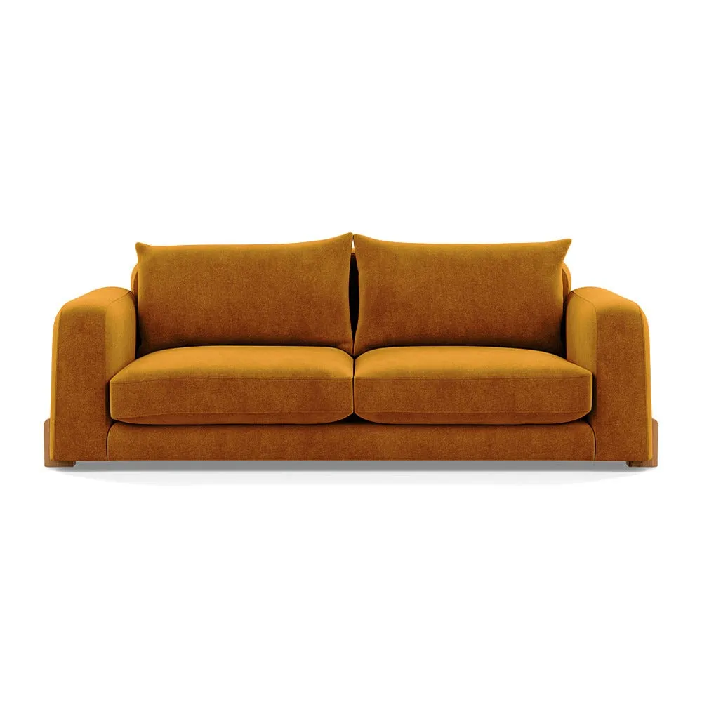 Heal's Nuvola 4 Seater Sofa Smart Luxe Velvet Cognac Natural Oak Feet 1