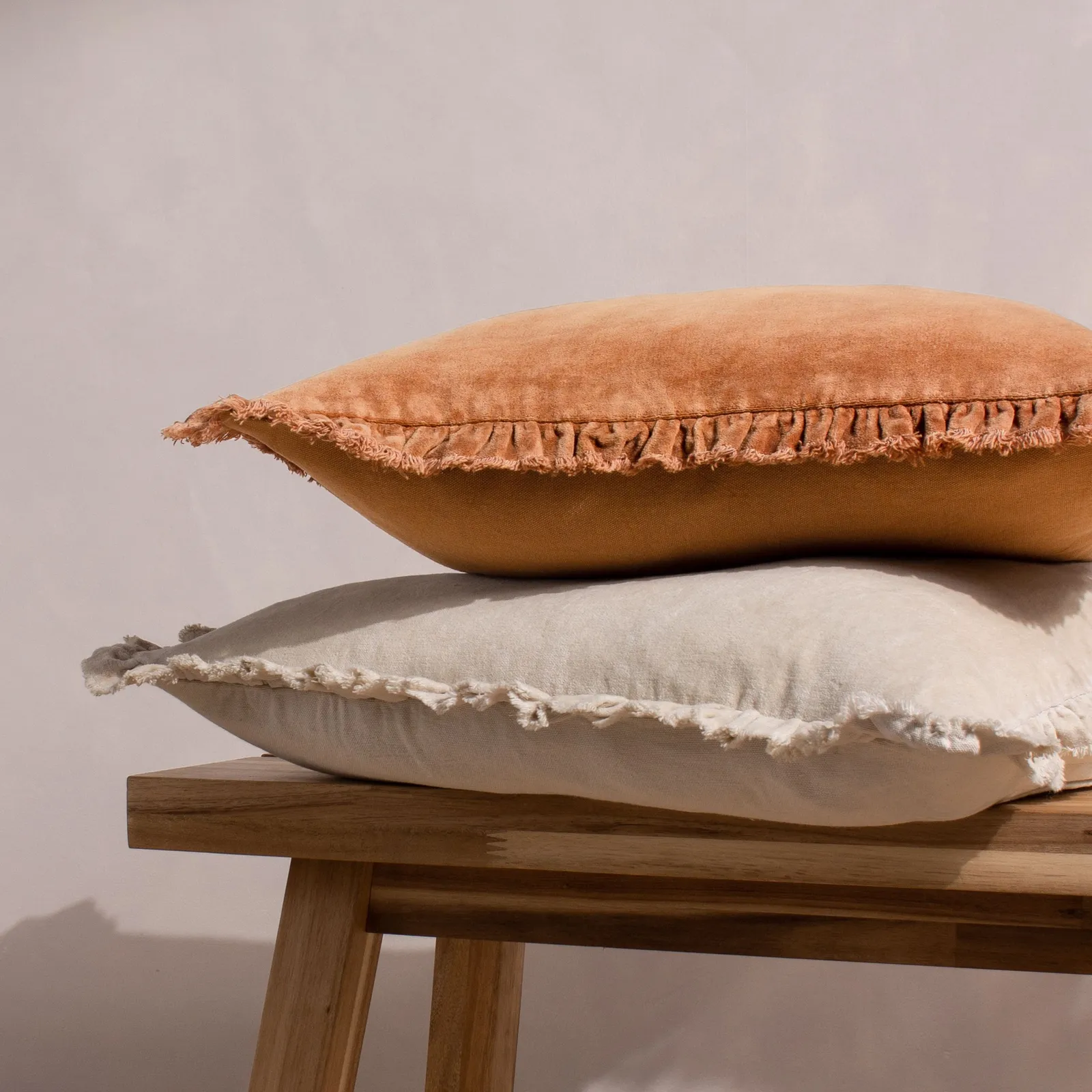 Yard Bertie 100% Cotton Velvet Cushion in Natural 6