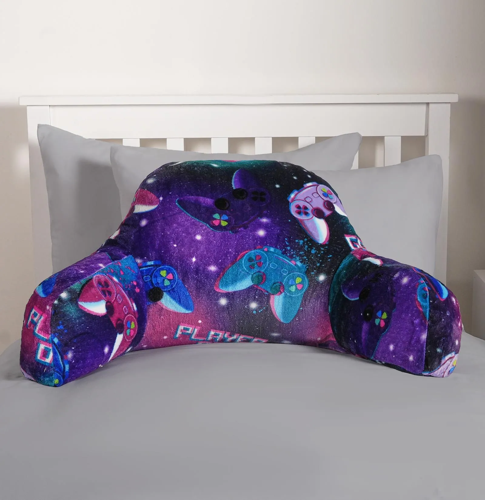 OHS Gaming Cushion Bed Pillow Reading Gamer Support Arms Lumbar Chair in Purple