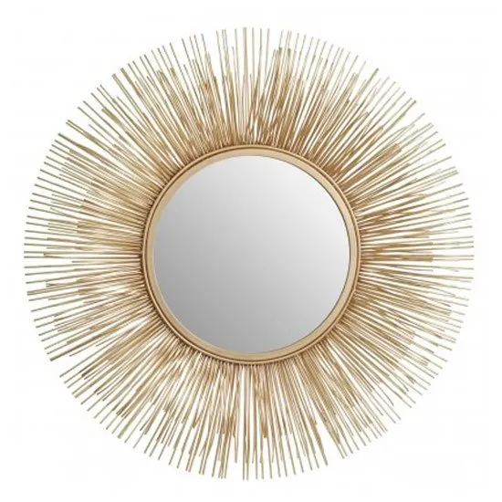 Templars Round Wall Bedroom Mirror In Warm Gold Frame
