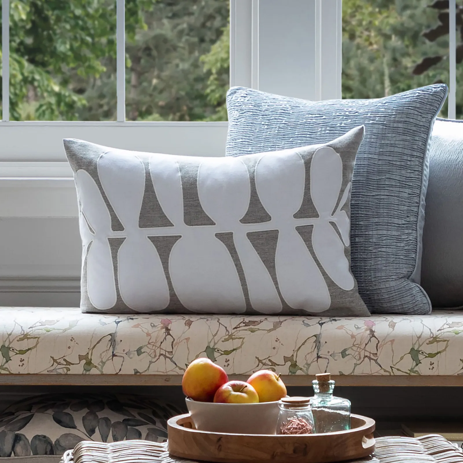 Voyage Maison Guava Floral 100% Cotton Cushion in Charcoal