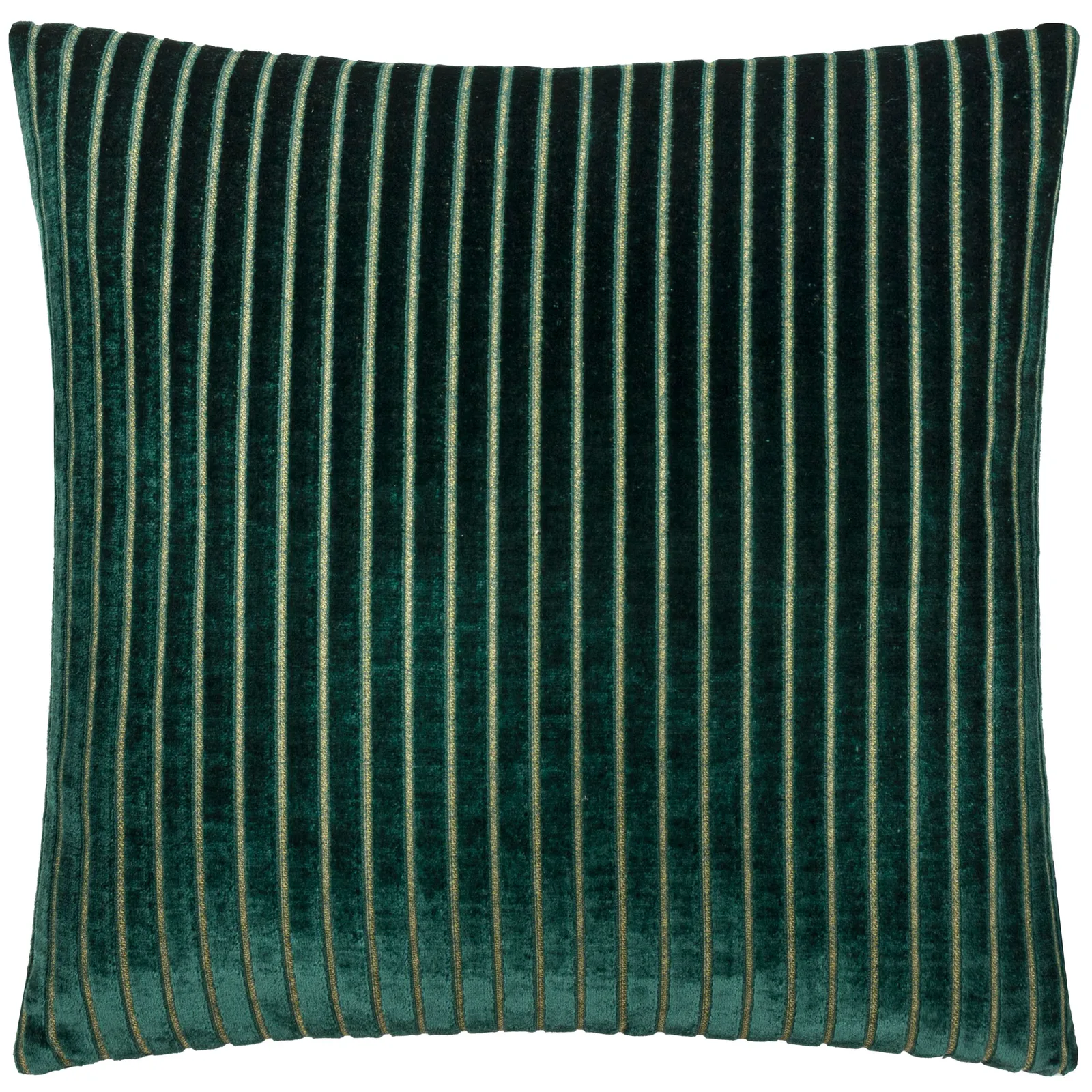 Paoletti Savoy Stripe Velvet Cushion in Emerald 2
