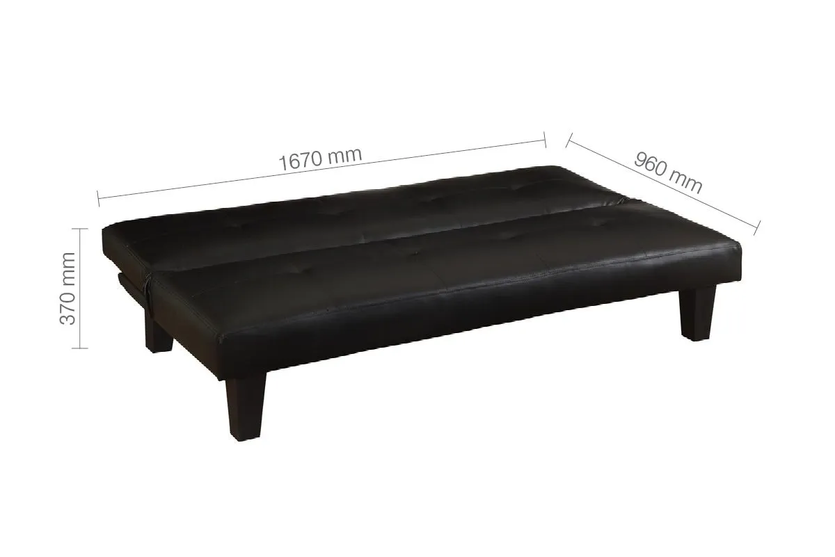 Birlea Black Faux Leather Sofa Bed Franklin Bed Settee Contemporary 6