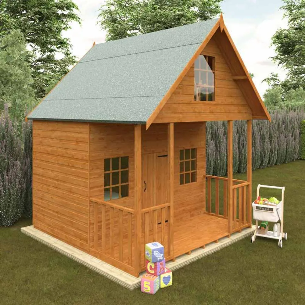 Buttercup Farm 8 x 8 Feet Lodge 12mm Shed - Solid Wood/Softwood/Pine in Burnt Orange 4