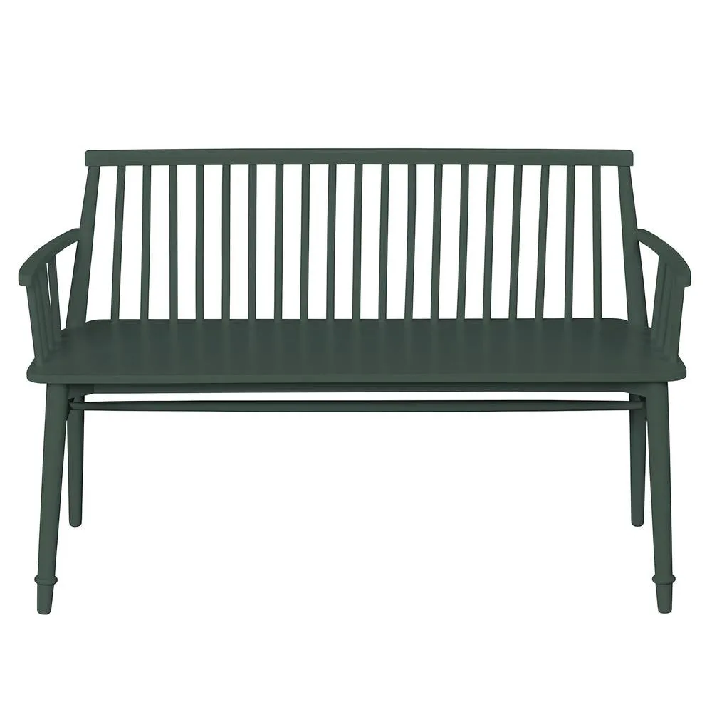 Statement Furniture Queensbury Bench with Back, Wooden Bench Seat in Bottle Green 3