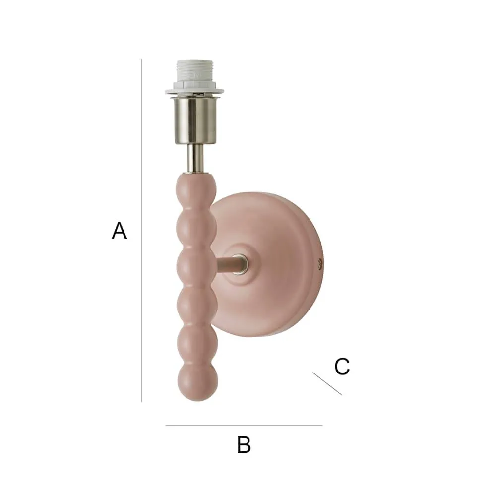 ValueLights Bobbins Pastel Bobble Style Wall Light Base in Pale Pink 6