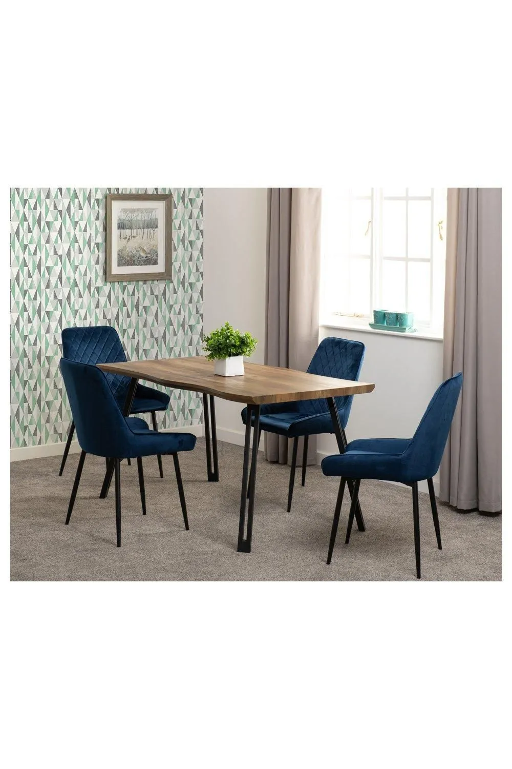 Seconique Quebec Wave Edge Dining Set with Avery Chairs in Blue 5
