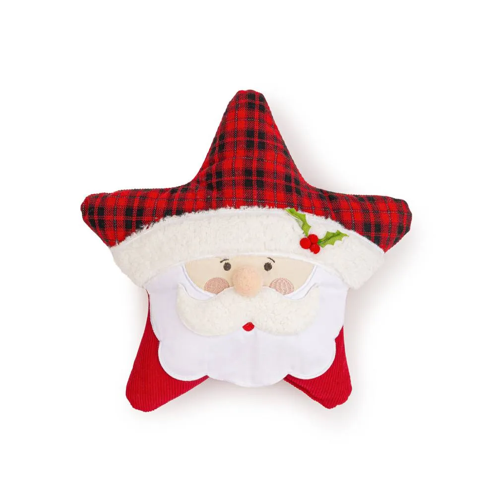 Luxury Living Star-Shaped Embroidered Christmas Santa Cushion in Red