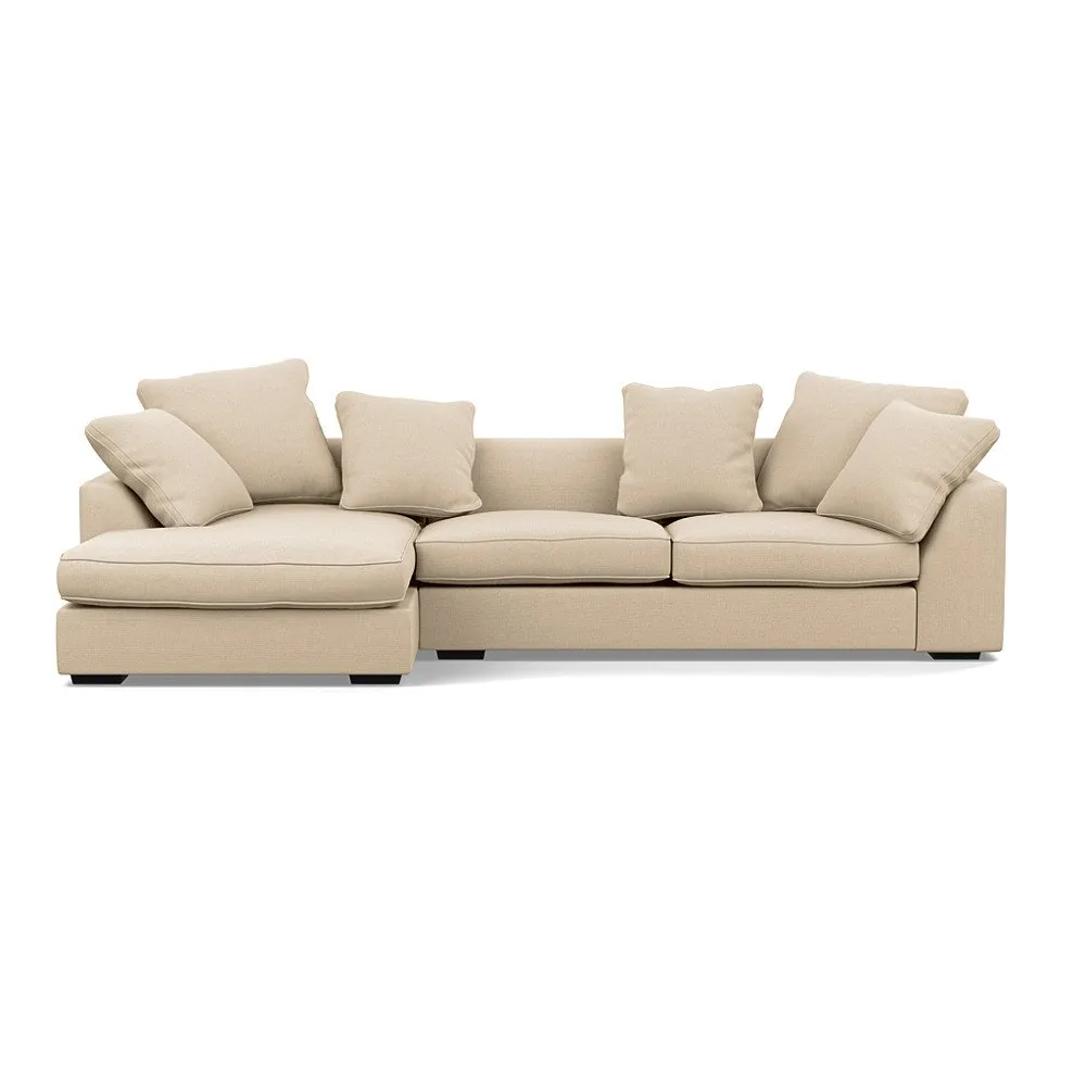 Heal's Cumulus Left Hand Facing Corner Sofa Brushed Cotton Oat Black Feet 1