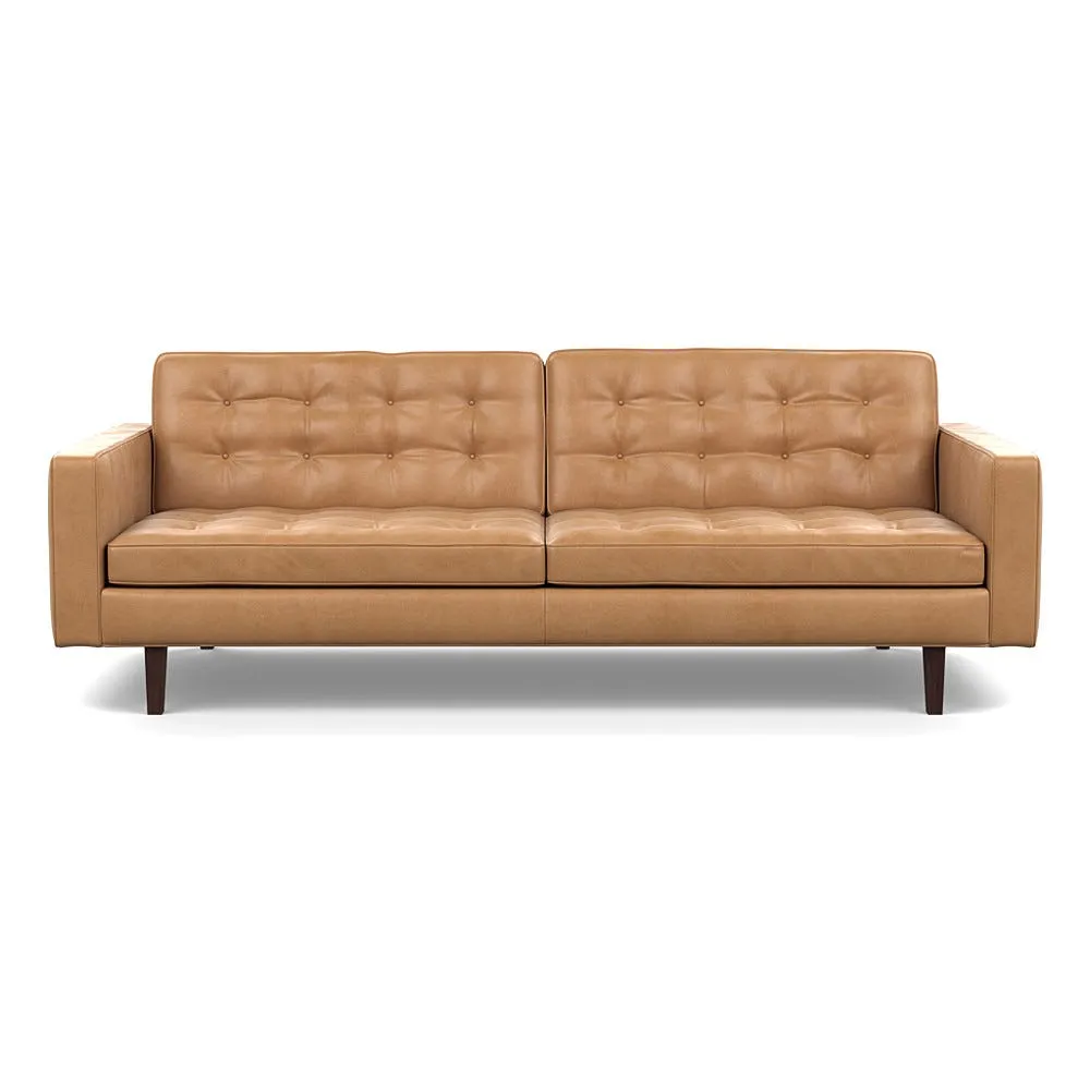 Heal's Hepburn 4 Seater Daino Leather Parchment Black Feet