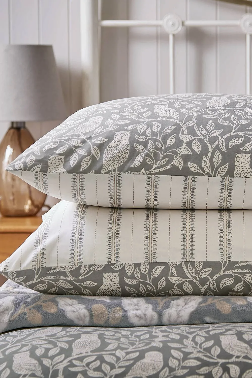 Helena Springfield 'Owls' Cotton Duvet Cover Set in Silver 5