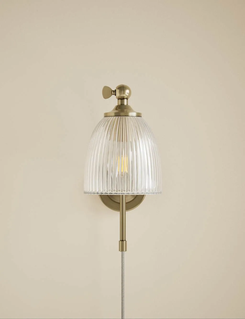 M&S Ribbed Plug In Wall Light Antique Brass