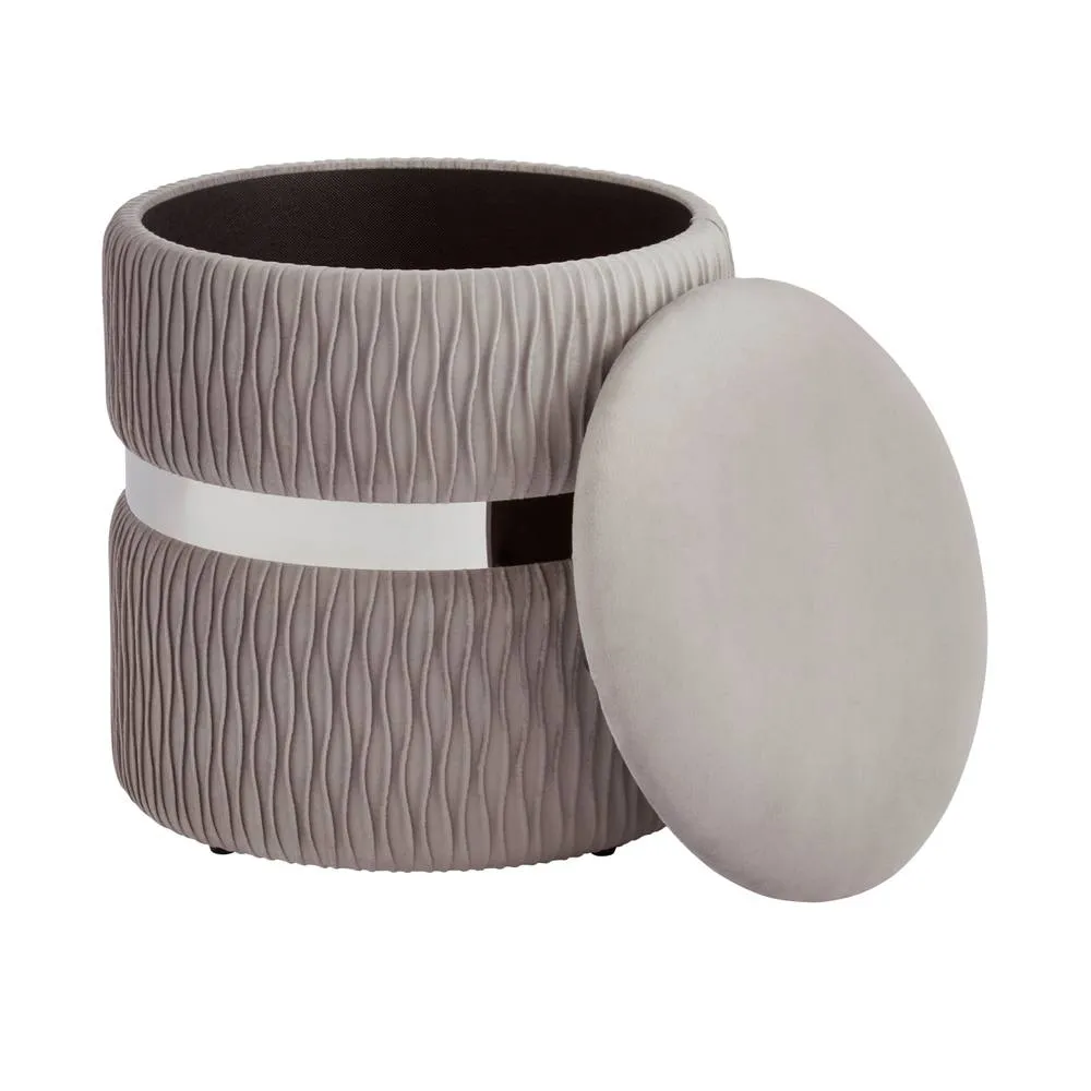 GFW Eden Velvet Storage Stool in Grey 3