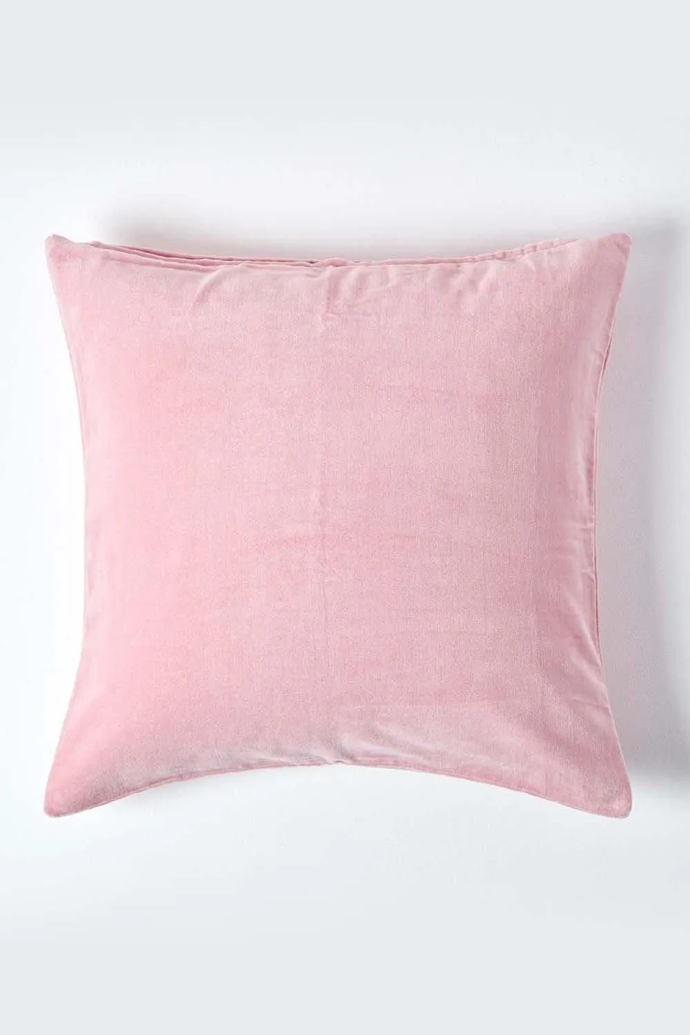 Homescapes Velvet Cushion Cover 100% Cotton, Soft & Machine Washable in Pink 1
