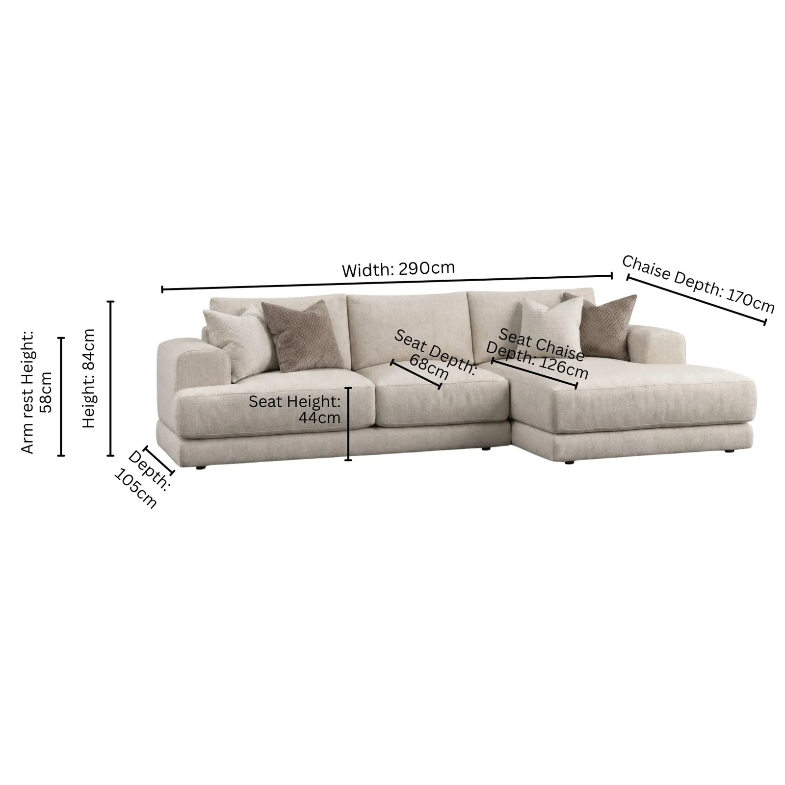 Lomax Medium Chaise Sofa Rhf, Neutral | Barker & Stonehouse 3